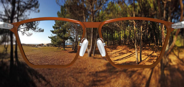 Free, clear and sharp view through corrective glasses 3d illustration